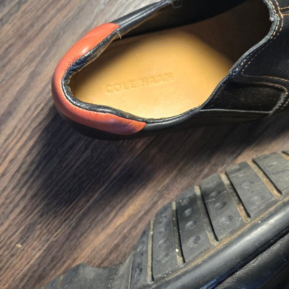 COLE HAAN Men's Black Leather & Tan Heel Slip-On Loafer SIZE 11M - Picture 9 of 9